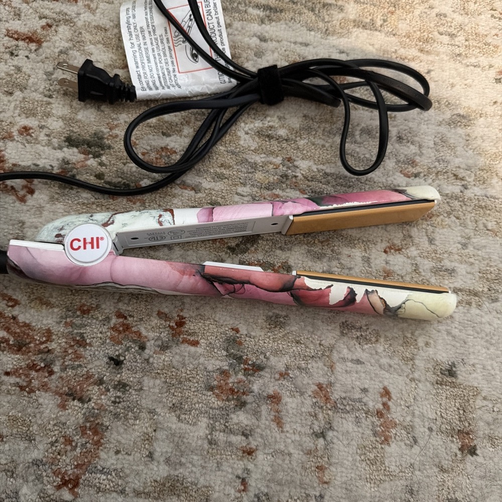 Chi Ceramic i.chi Hair Straightener 1" Flat Iron Black Red Floral Works
